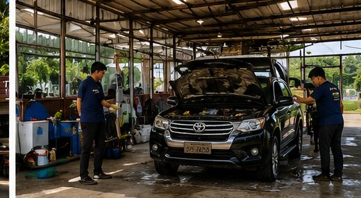 ບ່ອນລ້າງລົດ KBIZ ພາຍໃຕ້ຫລັງຄາ